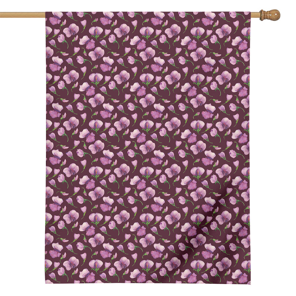 Watercolor Sweet Pea Pattern Print House Flag
