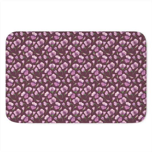 Watercolor Sweet Pea Pattern Print Indoor Door Mat
