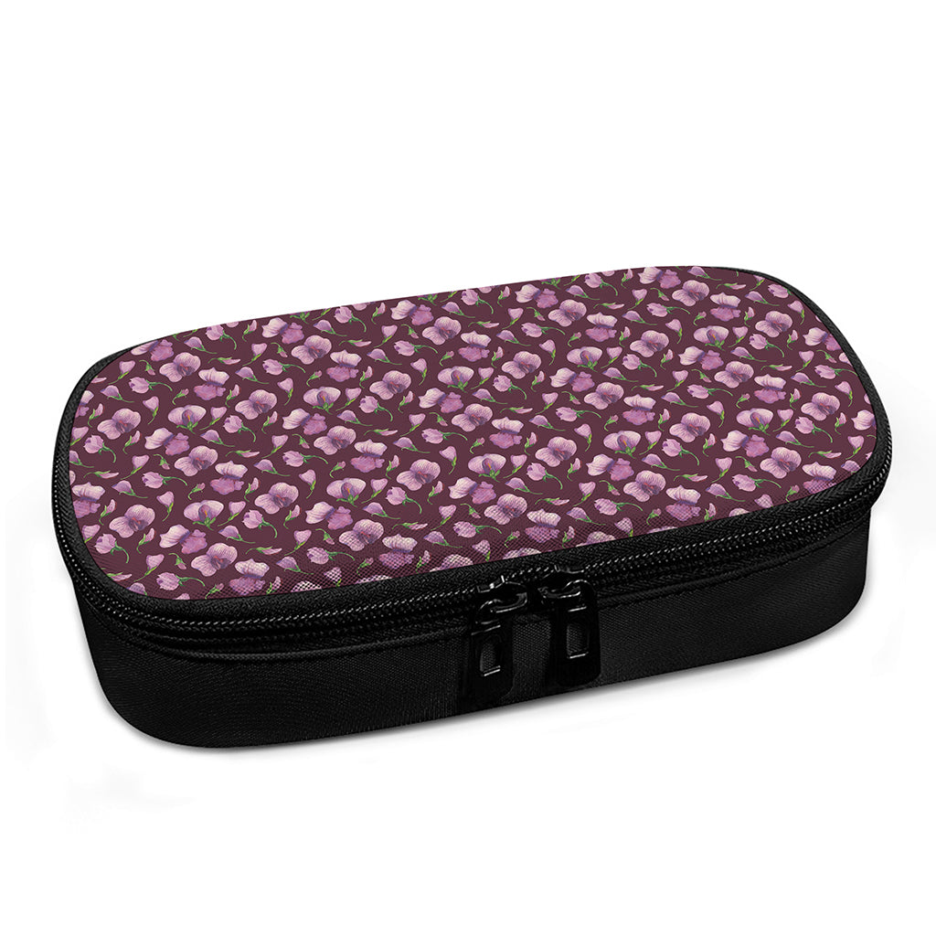 Watercolor Sweet Pea Pattern Print Insulin Cooler Travel Case
