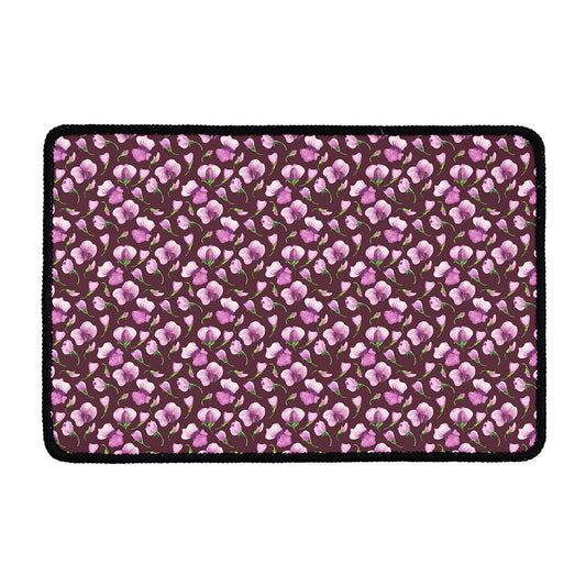 Watercolor Sweet Pea Pattern Print Kitchen Mat