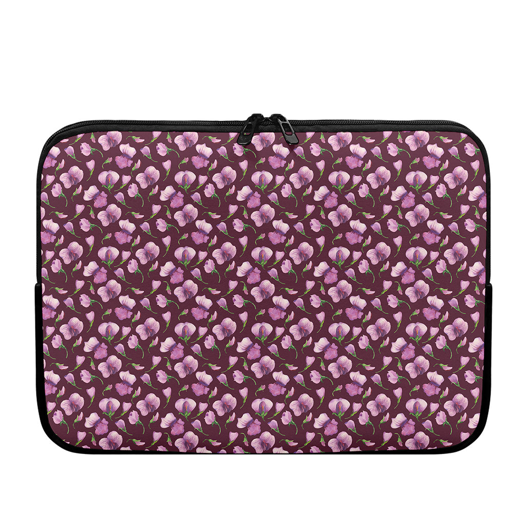 Watercolor Sweet Pea Pattern Print Laptop Sleeve
