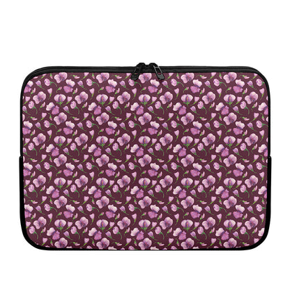 Watercolor Sweet Pea Pattern Print Laptop Sleeve