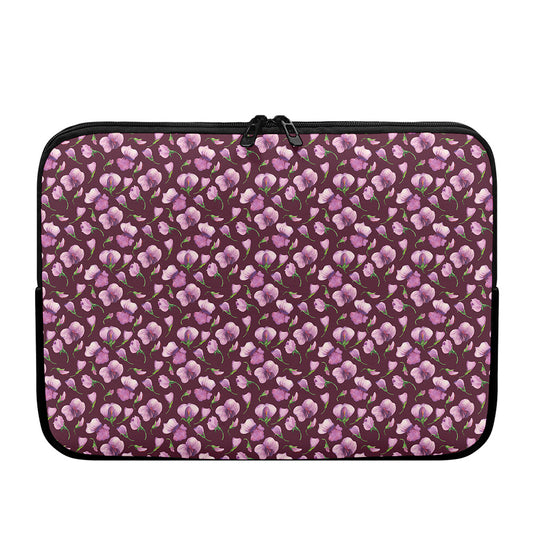 Watercolor Sweet Pea Pattern Print Laptop Sleeve
