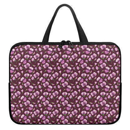Watercolor Sweet Pea Pattern Print Laptop Sleeve With Handle