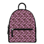Watercolor Sweet Pea Pattern Print Leather Backpack