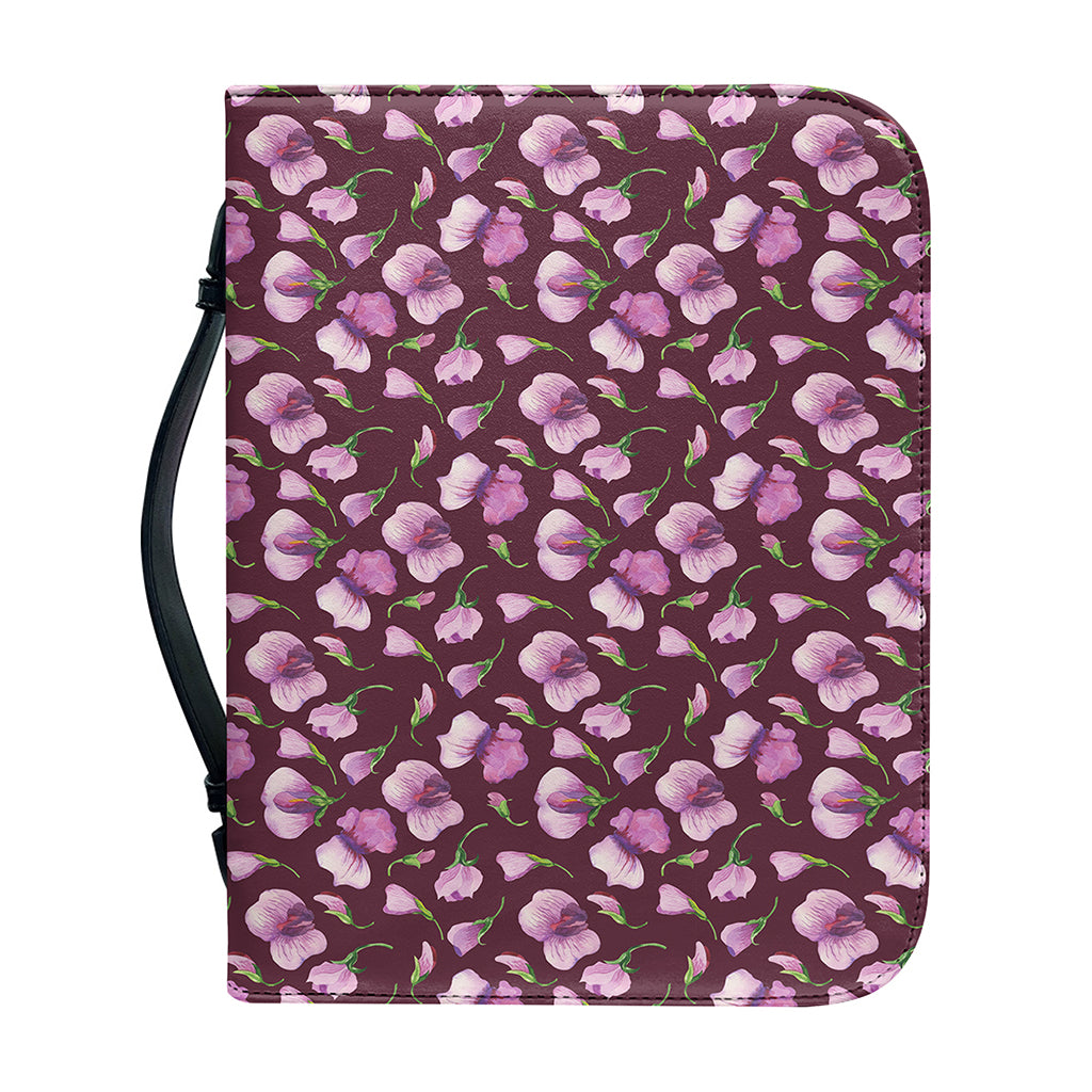 Watercolor Sweet Pea Pattern Print Leather Bible Cover