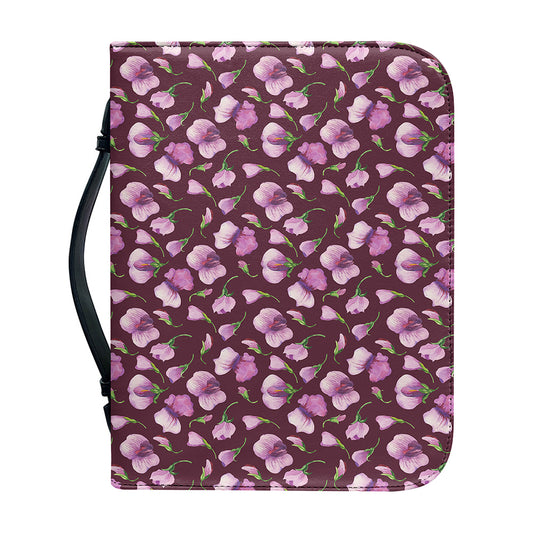 Watercolor Sweet Pea Pattern Print Leather Bible Cover