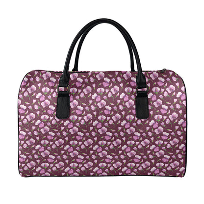 Watercolor Sweet Pea Pattern Print Leather Duffle Bag
