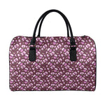 Watercolor Sweet Pea Pattern Print Leather Duffle Bag