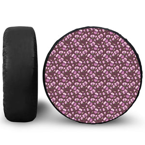 Watercolor Sweet Pea Pattern Print Leather Spare Tire Cover