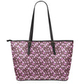 Watercolor Sweet Pea Pattern Print Leather Tote Bag With Zipper