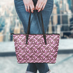 Watercolor Sweet Pea Pattern Print Leather Tote Bag