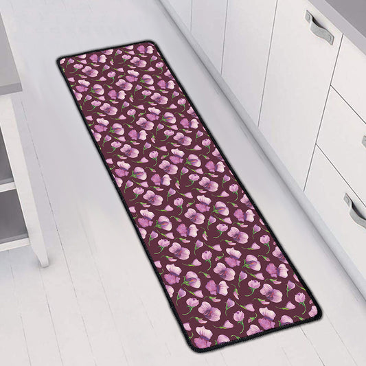 Watercolor Sweet Pea Pattern Print Long Kitchen Mat