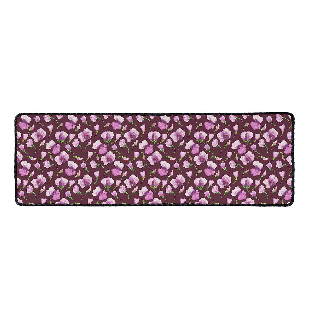 Watercolor Sweet Pea Pattern Print Long Kitchen Mat