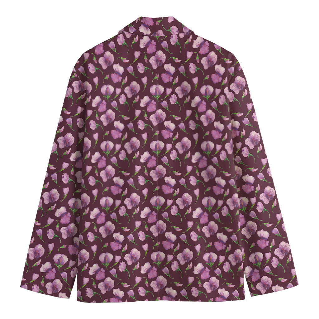 Watercolor Sweet Pea Pattern Print Men's Blazer