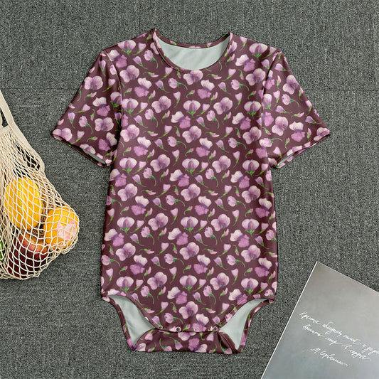 Watercolor Sweet Pea Pattern Print Men's Bodysuit