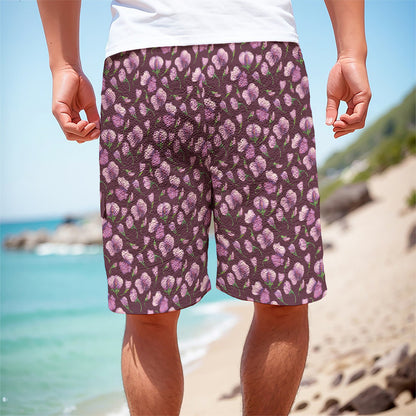 Watercolor Sweet Pea Pattern Print Men's Cargo Shorts