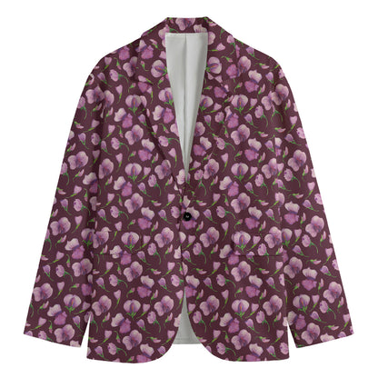 Watercolor Sweet Pea Pattern Print Men's Cotton Blazer