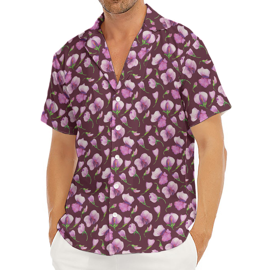 Watercolor Sweet Pea Pattern Print Men's Deep V-Neck Shirt