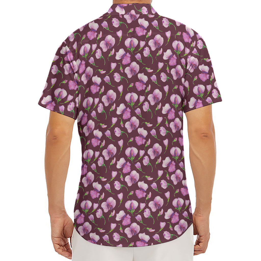 Watercolor Sweet Pea Pattern Print Men's Deep V-Neck Shirt