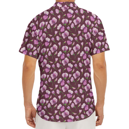 Watercolor Sweet Pea Pattern Print Men's Deep V-Neck Shirt