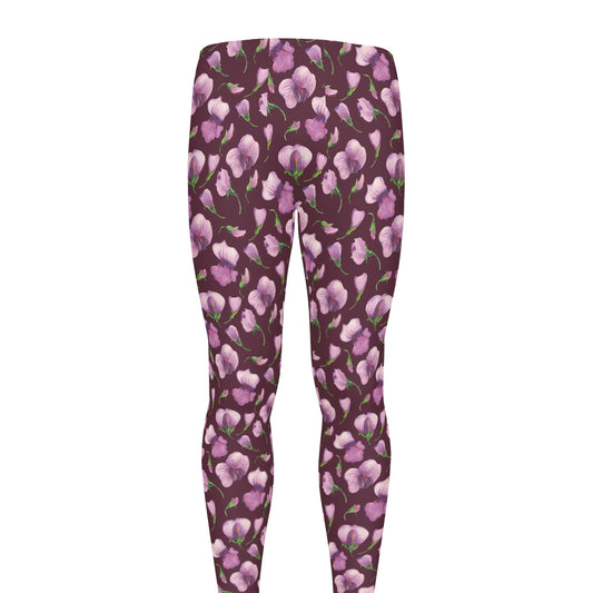 Watercolor Sweet Pea Pattern Print Men's leggings