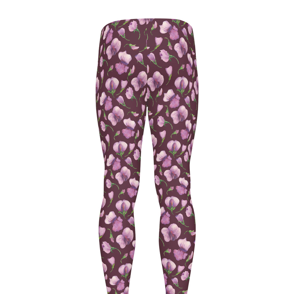 Watercolor Sweet Pea Pattern Print Men's leggings