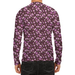 Watercolor Sweet Pea Pattern Print Men's Long Sleeve Rash Guard