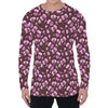 Watercolor Sweet Pea Pattern Print Men's Long Sleeve T-Shirt