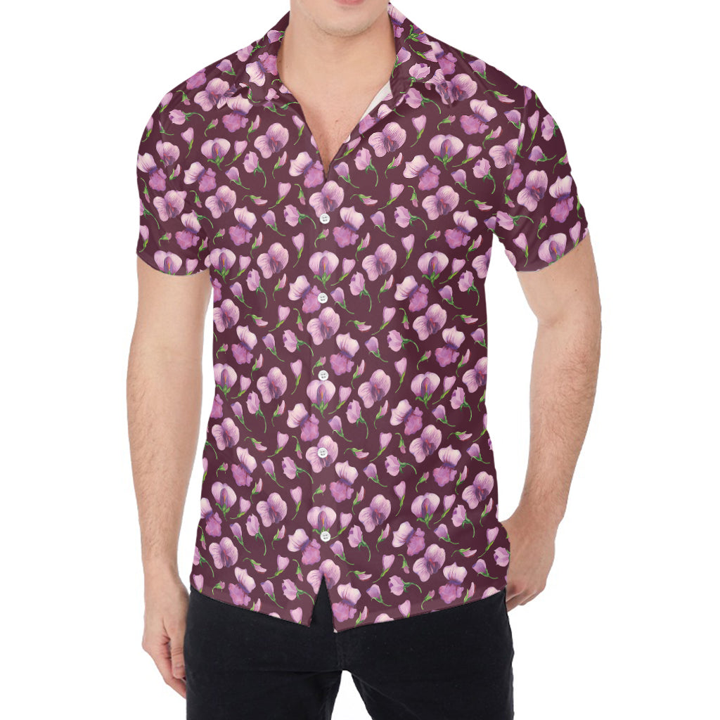 Watercolor Sweet Pea Pattern Print Men's Shirt