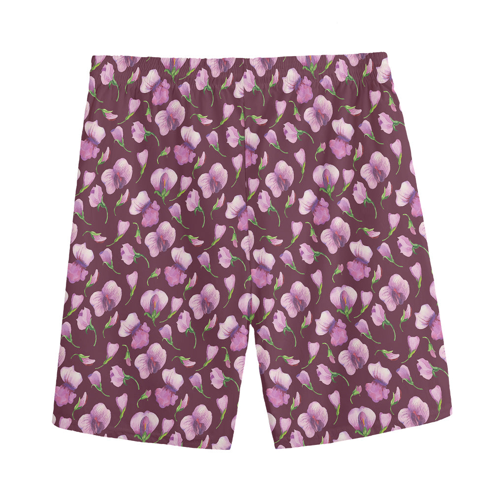 Watercolor Sweet Pea Pattern Print Men's Sports Shorts