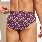 Watercolor Sweet Pea Pattern Print Men's Swim Briefs