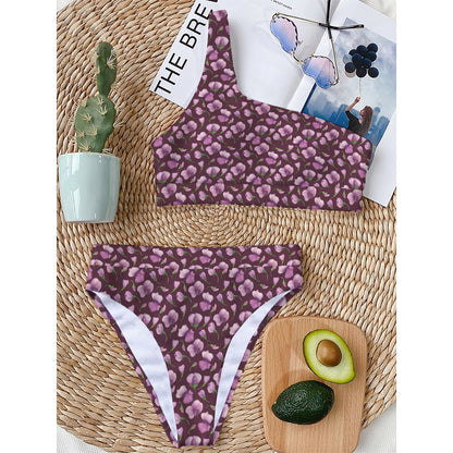 Watercolor Sweet Pea Pattern Print One Shoulder Bikini Top