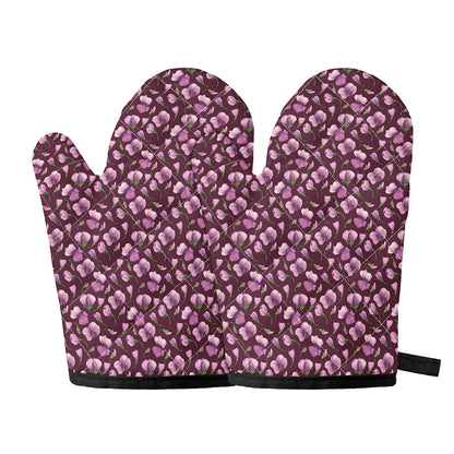 Watercolor Sweet Pea Pattern Print Oven Mitts