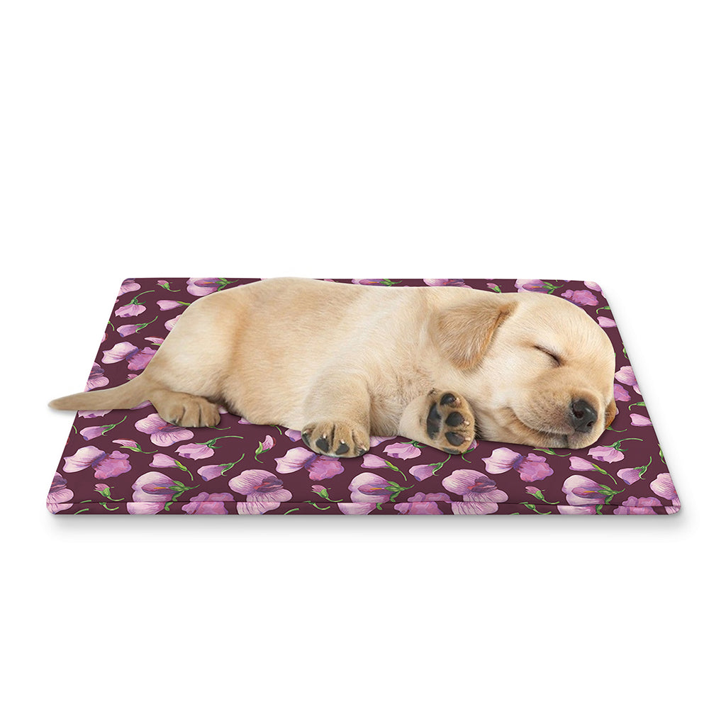 Watercolor Sweet Pea Pattern Print Pet Cooling Mat Cover