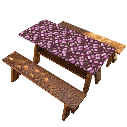 Watercolor Sweet Pea Pattern Print Picnic Table Cover