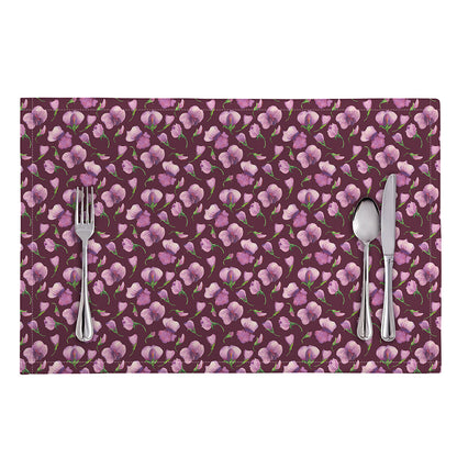 Watercolor Sweet Pea Pattern Print Placemat