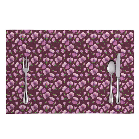 Watercolor Sweet Pea Pattern Print Placemat