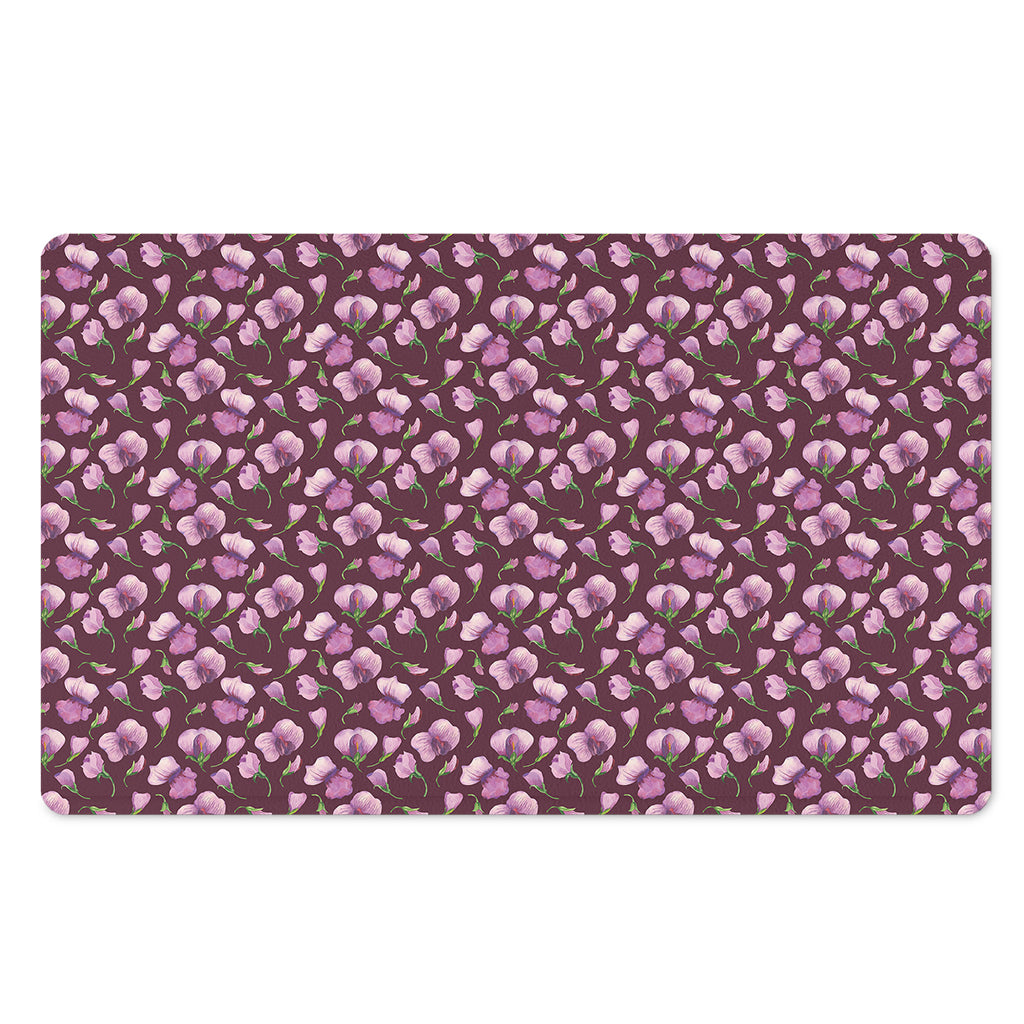Watercolor Sweet Pea Pattern Print Polyester Doormat