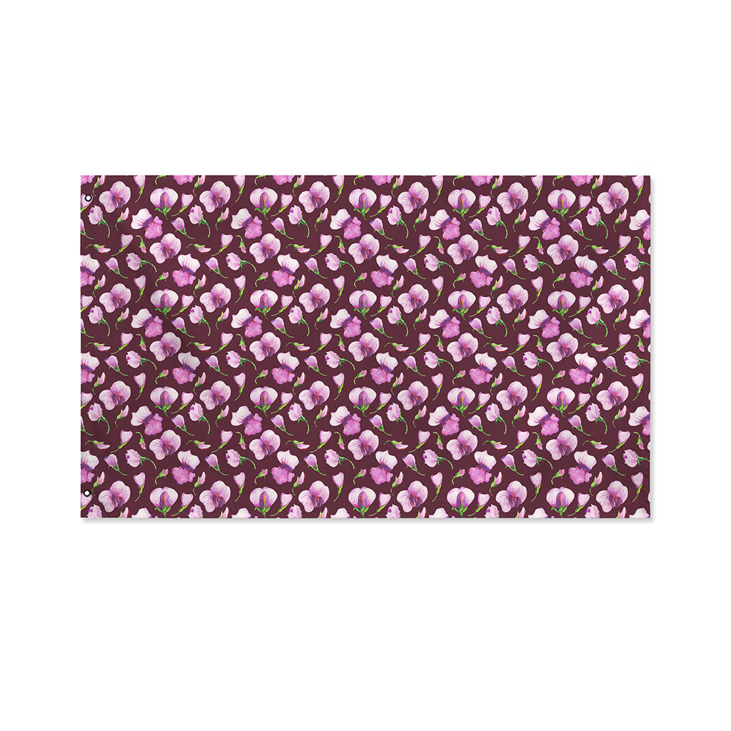 Watercolor Sweet Pea Pattern Print Polyester Flag