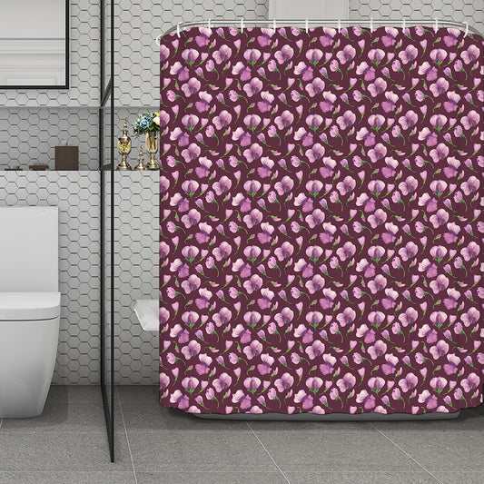 Watercolor Sweet Pea Pattern Print Polyester Shower Curtain