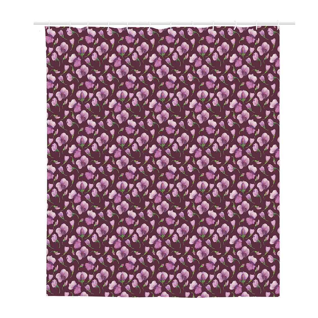 Watercolor Sweet Pea Pattern Print Polyester Shower Curtain