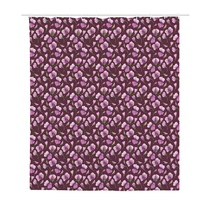 Watercolor Sweet Pea Pattern Print Polyester Shower Curtain
