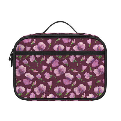 Watercolor Sweet Pea Pattern Print Portable Lunch Bag
