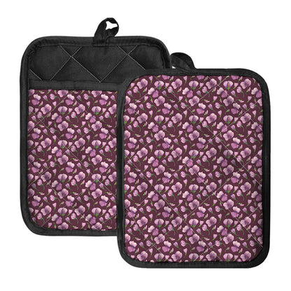 Watercolor Sweet Pea Pattern Print Pot Holders With Pocket