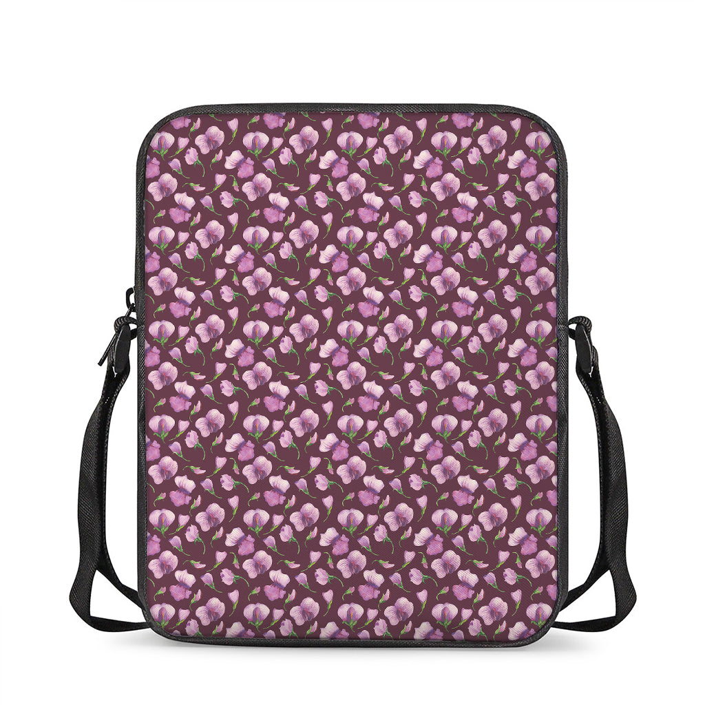 Watercolor Sweet Pea Pattern Print Rectangular Crossbody Bag