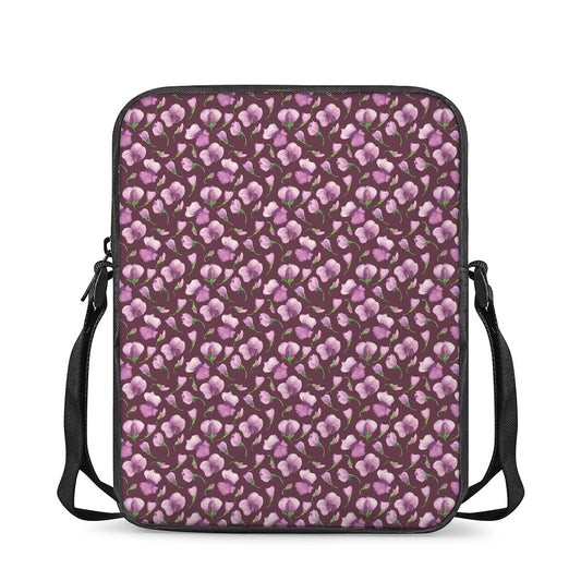 Watercolor Sweet Pea Pattern Print Rectangular Crossbody Bag