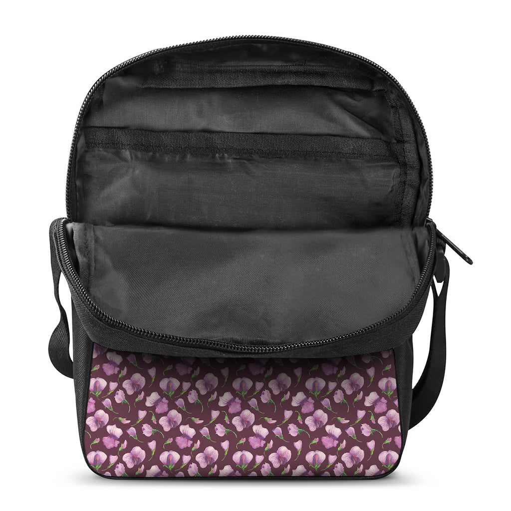 Watercolor Sweet Pea Pattern Print Rectangular Crossbody Bag