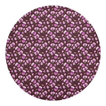 Watercolor Sweet Pea Pattern Print Round Blanket