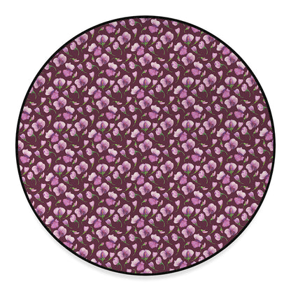 Watercolor Sweet Pea Pattern Print Round Floor Mat